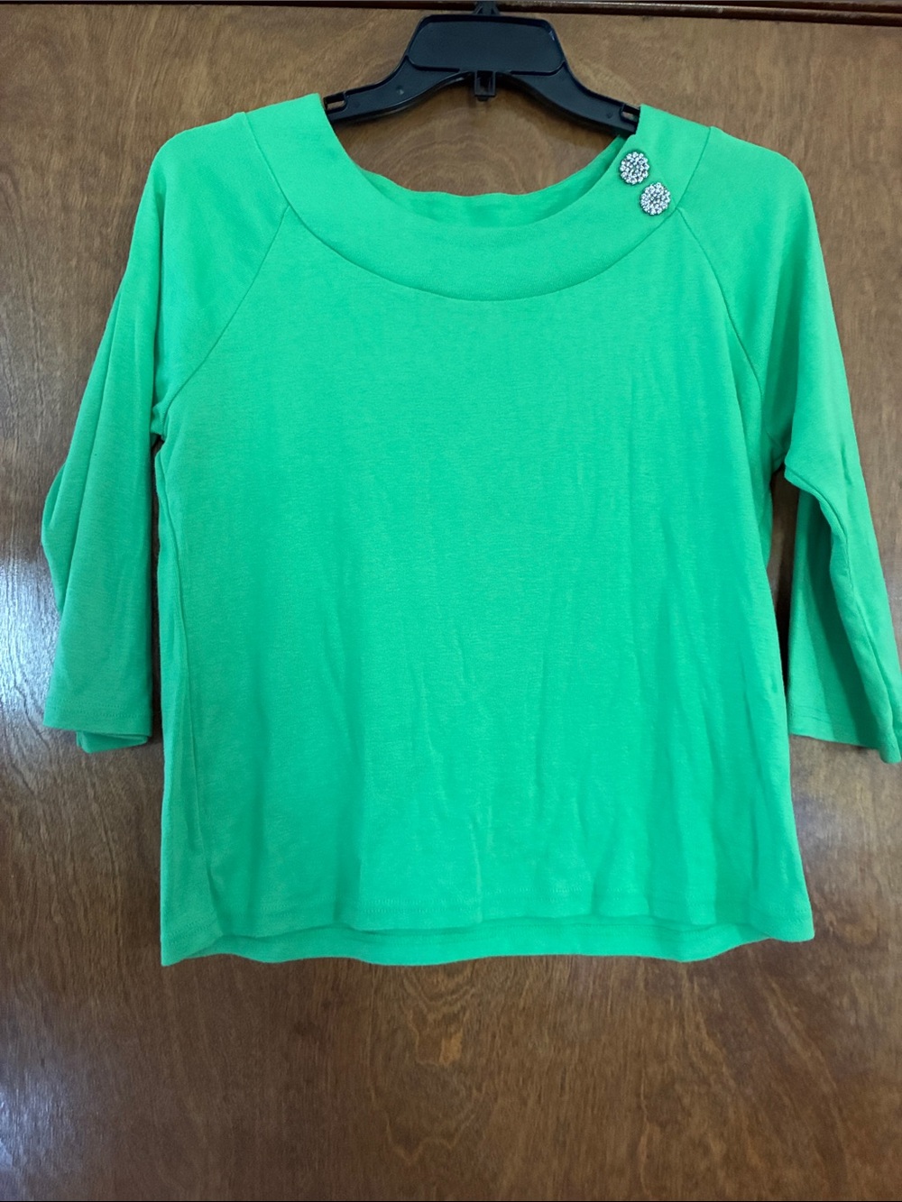 jason maxwell Bright Green Jewel-Accent 3/4 Sleeve Top Size XL